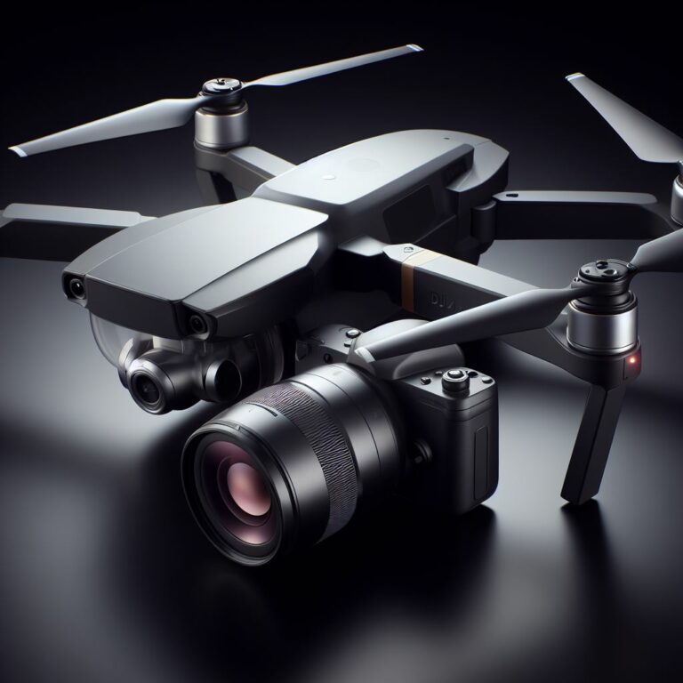 DJI Drone and DSLR camera black background - Introduction to Aerial Videography